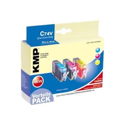 KMP Vorteilspack C74V - 3 - geel, cyaan, magenta - inktcartridge (alternative for: Canon CLI-521M, Canon CLI-521Y, Canon CLI-521C)
