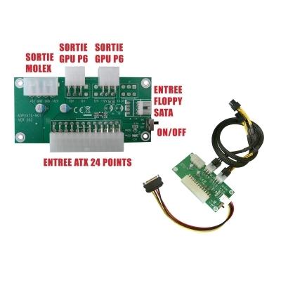Plaque de conversion d'alimentation ATX vers PCIe P6 Pour GPU - Adaptée au mining Bitcoin