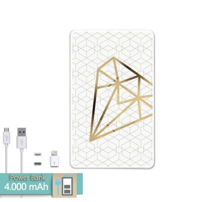 Batterie externe Power Bank 4000 mah Diamant + Câble USB-microUSB et un adaptateur lightning gratuit - BeCool®
