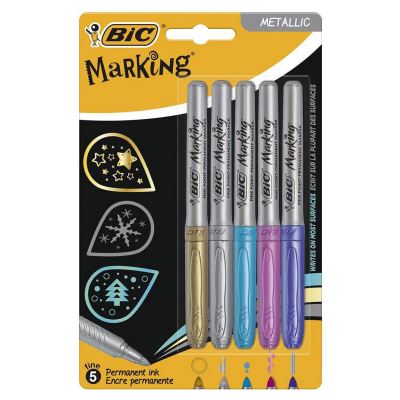Blister 5 feutres Bic permanent métal