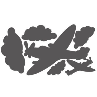 wallcandy arts - sticker ardoise repositionnable avions - gris