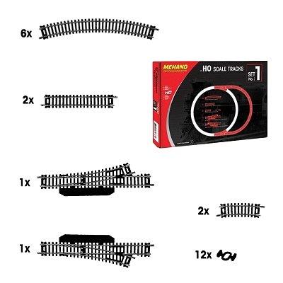 Mehano - Rails pour circuit de train HO : Set n°1