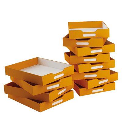Petits bacs en carton oranges - Lot de 12