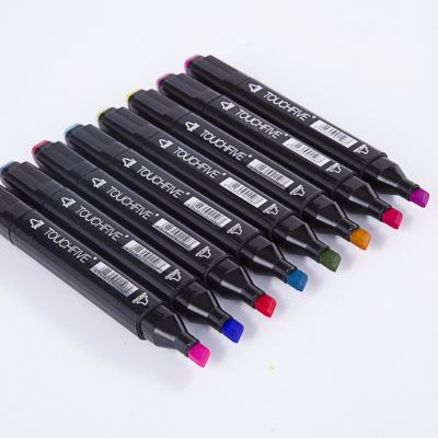 Kit de 80 Feutres Marqueur Huile-alcool Double 1mm-6mm 80 Couleurs Graphique + Sac de Crayon pour la conception d'animation Noir