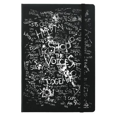 Carnet A5 Stop The Voices 14 x 21 cm noir