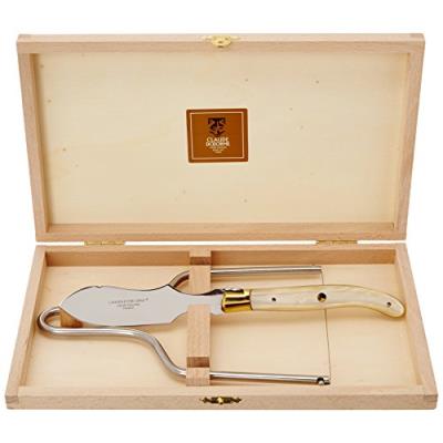 Laguiole claude dozorme 2.60.017.56 coffret lyre à foie gras manche narcine naturelle mitre laiton