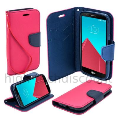 Housse etui coque pochette portefeuille pour LG Leon 4G LTE - ROSE / BLEU