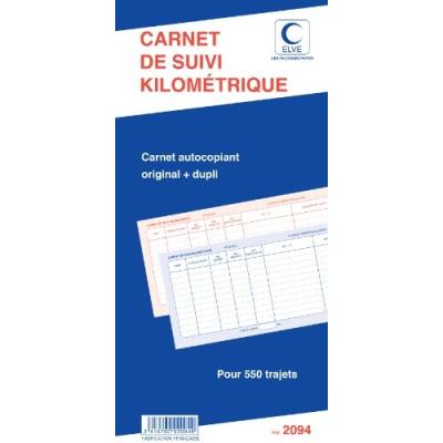 Elvé carnet de suivi kilométrique spiralé 50 dupli, 550 trajets 29,7 x 140 elve 2094