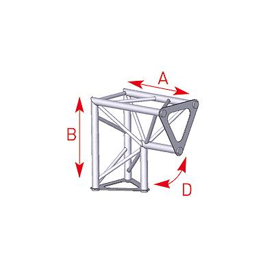 ASD 57ASD1523 / Angle 2 départs 90Â° vertical lg 0m25 x 0m25