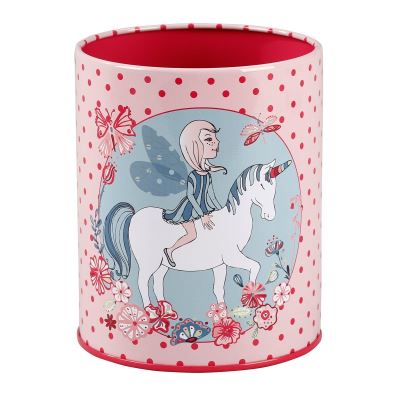 Pot à crayons rond et rose avec licorne métal avec intérieur coloré Viquel Rose