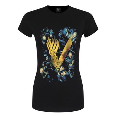 Vikings T-Shirt Fight Femme Noir