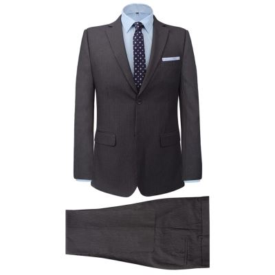 vidaXL Costume smoking de soirée business mariage Hommes 2 pièces Gris rayé Taille 46