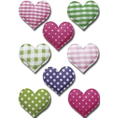 Herma - sticker magic coeurs etoffe 8 sticks 1 feuille 85x120mm 6288