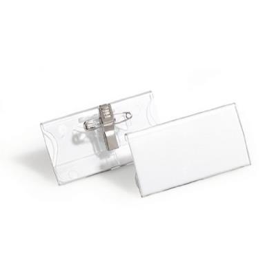 Durable 812119 Boite De 25 Porte-Badges En Acrylique Avec Pince Combi 40 X 75 Mm 8121 19