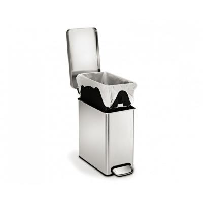 Poubelle étroite à pédale acier inox brossé anti-traces SimpleHuman - CW1898CB - Acier inoxydable - Rectangulaire - 10 l - Inox brossé