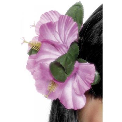 Pince à cheveux avec une fleure hawaïenne rose