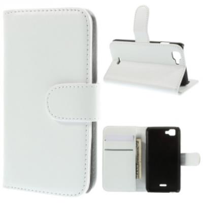Etui type portefeuille blanc pour Wiko Kite avec rabat latéral articulé fonction stand