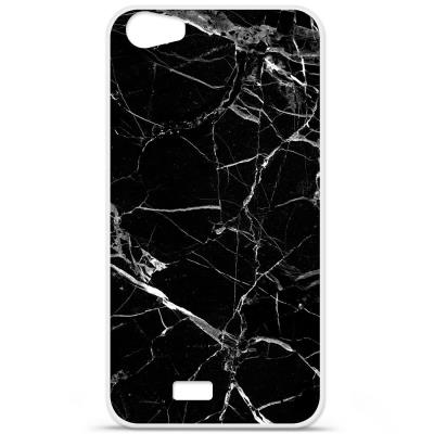 Coque en silicone imprimée compatible Wiko Lenny 2 Marbre Noir