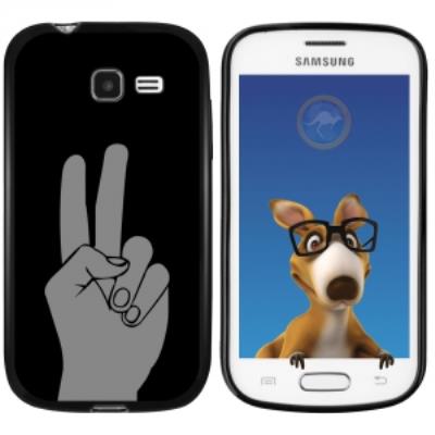Coque Souple en gel noir pour Galaxy Trend Lite avec impression Motifs mains Peace and Love