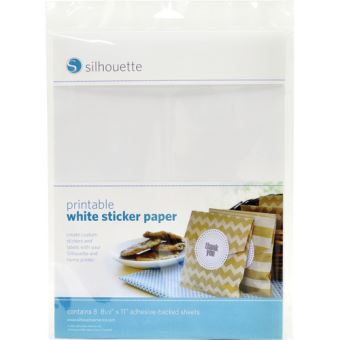 silhouette Papier Adhésif autocollant imprimable blanc (8,5 x 11 8  feuilles) - Consommable pour imprimante photo - Achat & prix