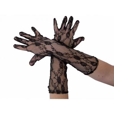 Gants longs - 40 cm - dentelle noire - la paire