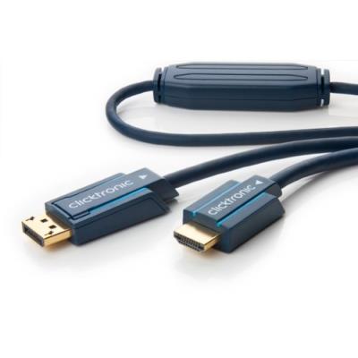Clicktronic casual câble displayport hdmi 20 m bleu