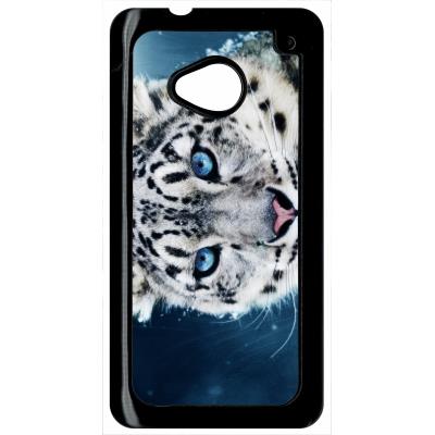 Coque HTC m7 tigre blanc yeux bleus