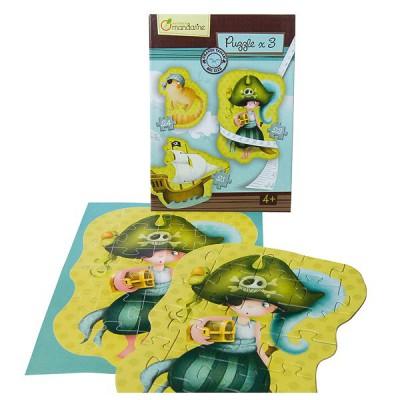 Avenue Mandarine - Puzzles de 21 à 28 pièces - 3 puzzles géants : Pirates