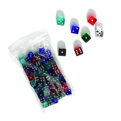 15MM TRANSPARENT, DICE, 100ER BAG