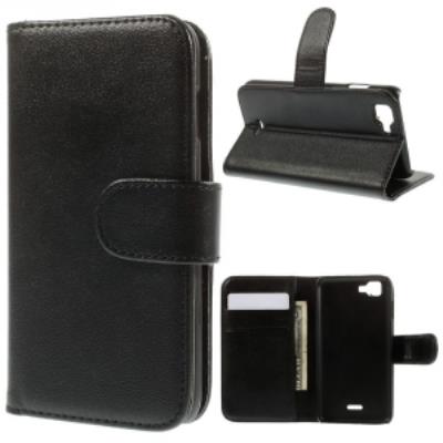 Etui type portefeuille noir pour Wiko Kite avec rabat latéral articulé fonction stand