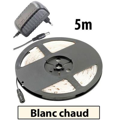 Bande à LED 230 V pour intérieur, 5 m, avec prise secteur - Blanc chaud