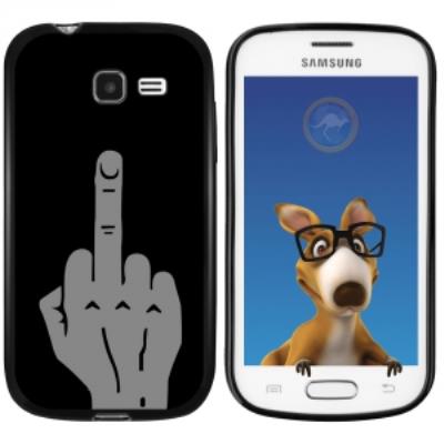 Coque Souple en gel noir pour Galaxy Trend Lite avec impression Motifs doigt d'honneur