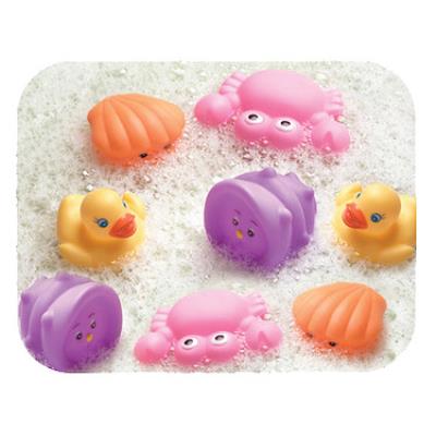 Playgro - Squirtees - Jouets de Bain - 8 Animaux - Jaune et Rose