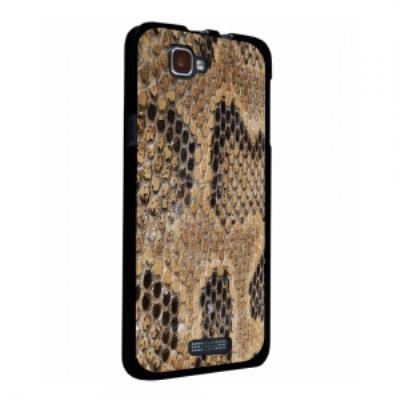 Coque rigide noire Wiko Rainbow avec impression Motif peau de serpent