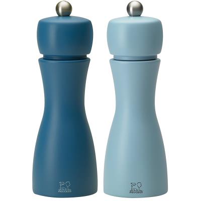 Peugeot - Duo de moulins à poivre et à sel manuels en bois couleur bleu pétrole et bleu ciel 15 cm