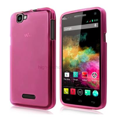 Housse etui coque pochette silicone gel fine pour Wiko Rainbow + film ecran - ROSE FONCE