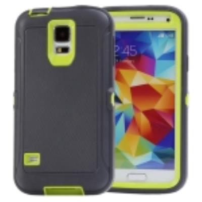 Galaxy S5 : Coque Housse Combinaison Silicone Plastique Gris / Vert