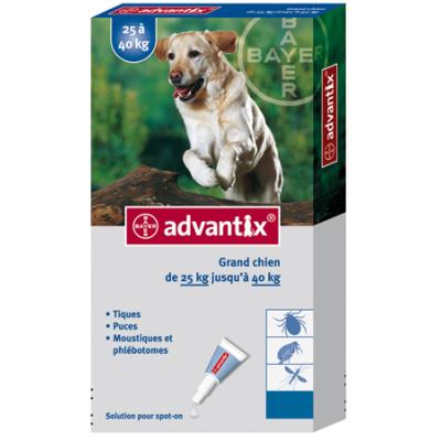 Advantix - pipettes antiparasitaires grand chien (25 à 40 kg) - 6 pipettes
