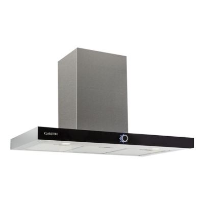 Klarstein Matthea - Hotte - hotte décorative - largeur : 90 cm - profondeur : 52.5 cm - evacuation & recyclage - inox et verre noir