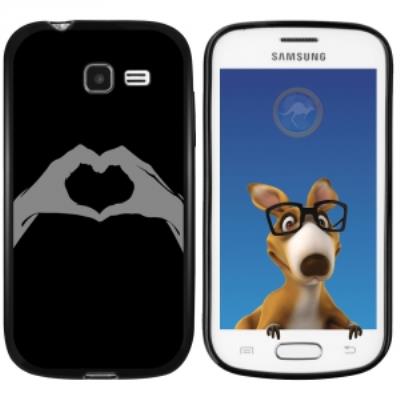 Coque Souple en gel noir pour Galaxy Trend Lite avec impression Motifs mains en forme de coeur