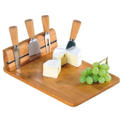 Plateau à fromages + 4 couteaux - Bambou - Support aimanté fromages