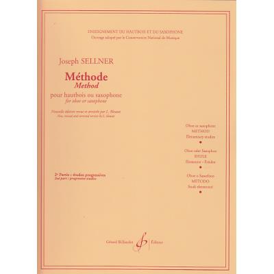 Méthodes et pédagogie BILLAUDOT SELLNER JOSEPH - METHODE VOL.2 - ETUDES PROGRESSIVES - POUR HAUTBOIS OU SAXOPHONE  Hautbois