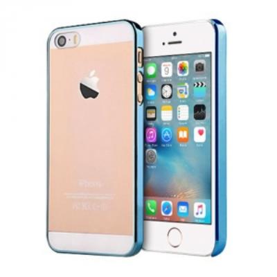 Coque Devia pour iPhone SE et 5s contour bleu et dos transparent