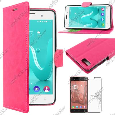 ebestStar ® pour Wiko Lenny 3 et Jerry - Verre Trempé Housse Portefeuille Coque Etui Folio livre Simili Cuir, Couleur Rose