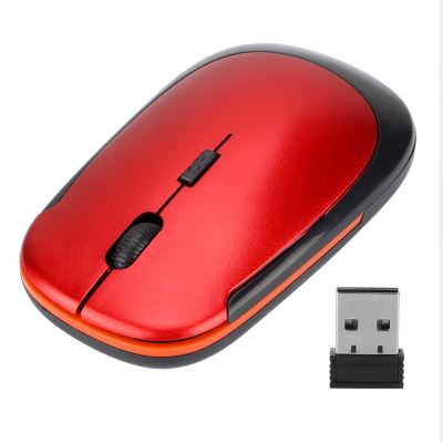 Souris ultra-mince USB 2.4G 1200DPI souris optique ergonomique positionnement optique pour ordinateur portable rouge