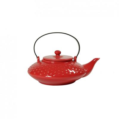 théière rouge brillant céramique a picots 0.5L Sema design