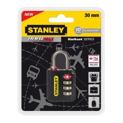 Stanley 81140393401 cadenas à combinaison 3 chiffres avec indicateur tsa 30 mm noir