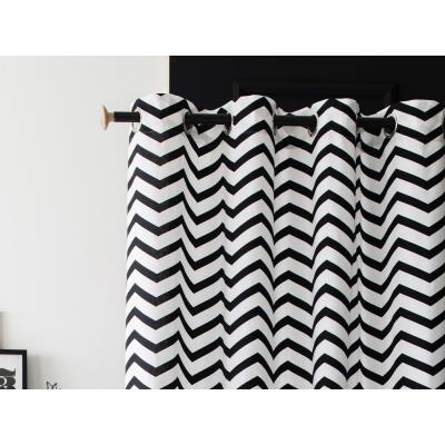 Rideau met oogjes die 100% katoenen visgraatmotief zwart/witte 140x240cm ZIGZAG zeven