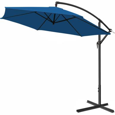 Parasol en alu - Jardin terrasse balcon - Pare soleil - Manivelle - Ø 350cm BLEU