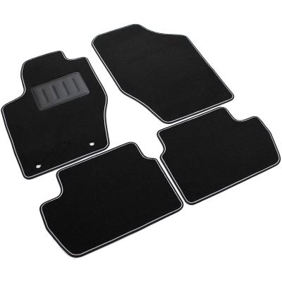 Il Tappeto Auto SPRINT03504 Tapis de Voiture Antidérapants en Moquette Noire, Bord Bicolore, Talonnette Renforcée en Caoutchouc